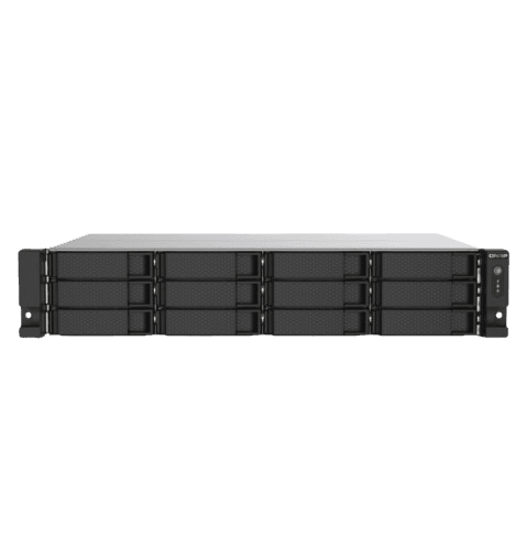 12-bay rackmount NAS, AMD Ryzen V1000 series V1500B 4C/8T 2.2GHz, 8GB DDR4 RAM (2 x UDIMM slots, max. 64GB), 2 x 2.5GbE LAN, optional 10GbE & M.2 NVMe&nbsp;