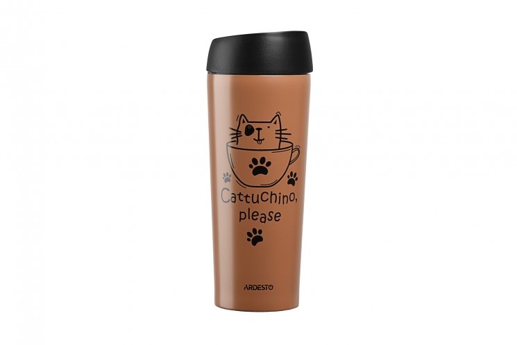 Ardesto Travel mug Coffee time Cat 450 ml, mocha, s/s&nbsp;