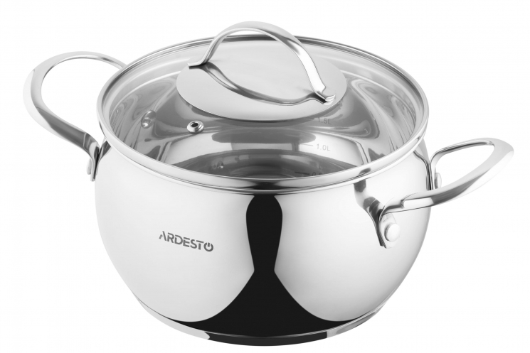 Ardesto Casserole with glass lid Gemini Liguria, 3l, stainless steel&nbsp;