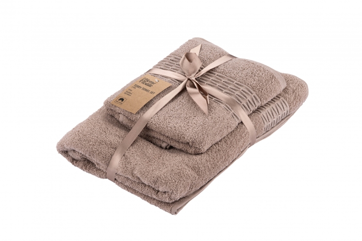 Ardesto Terry towel set Lotus, 50х90cm, 70х140cm, 2pcs, 100% cotton, beige&nbsp;