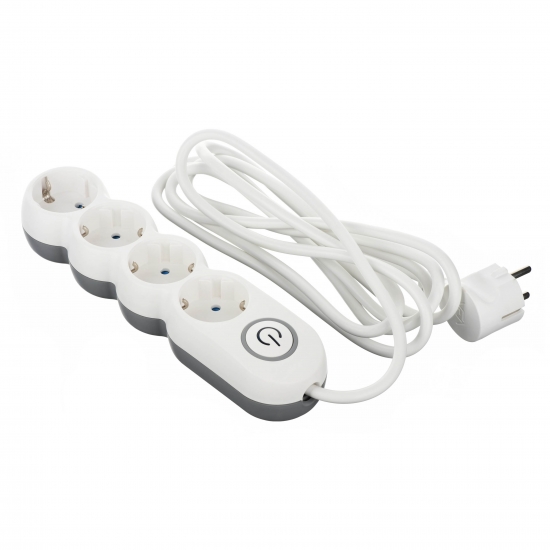 2E power strip Plus 4XSchuko switch 3G*1.0mm2, 3m, white&nbsp;