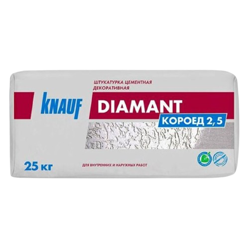 კირ-ცემენტის დეკორატიული ბათქაში ფასადებისათვის Diamant Koroed 2.5 — 25კგ&nbsp;