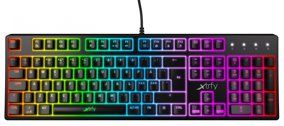 Xtrfy Keyboard mechanical Xtrfy K4  104Key, Kailh Red, USB-A, EN/RU, RGB, Чорний&nbsp;