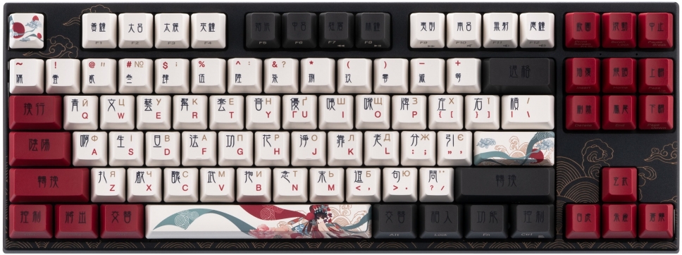 Varmilo Mechanical keyboard Varmilo VEM87 Beijing Opera 87Key, EC V2 Ivy, USB-A, EN/UKR, White Led, Чорний&nbsp;